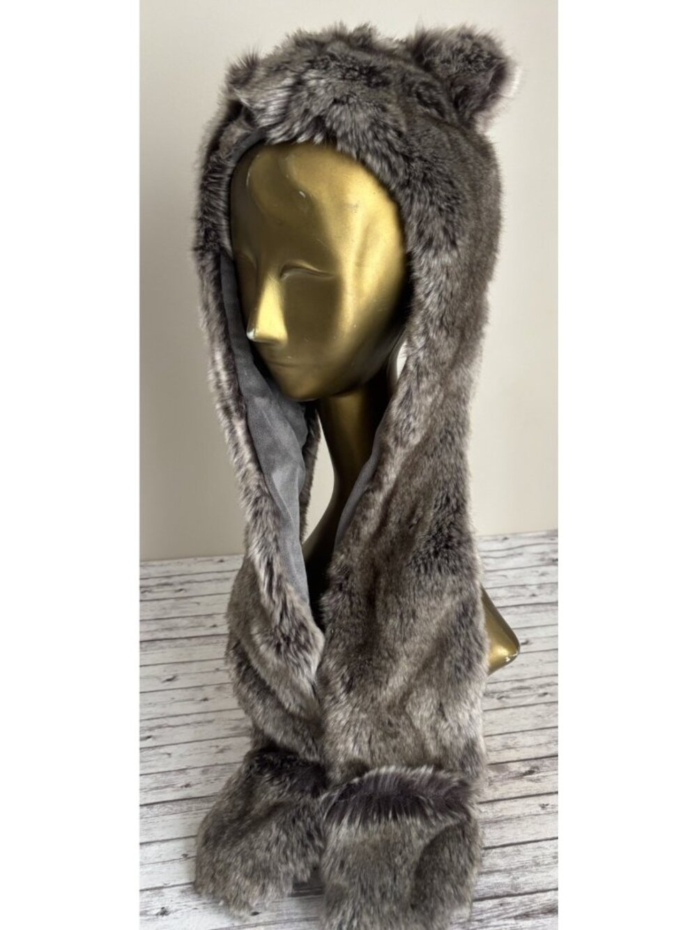 Restoration Hardware Baby Child Luxe Faux Fur Kids Animal Hood with pockets